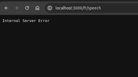 Screenshot of NextJS throwing a 500 internal server error page